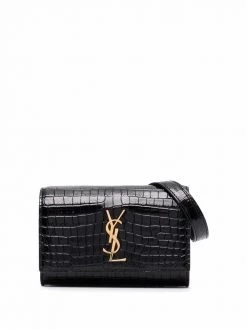 Saint Laurent croc-embossed monogram belt bag