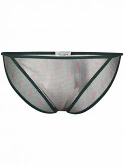 Saint Laurent Ficelle logo-print tulle briefs