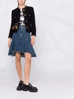 Saint Laurent logo-button tweed jacket