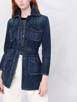 Saint Laurent Saharienne belted denim jacket