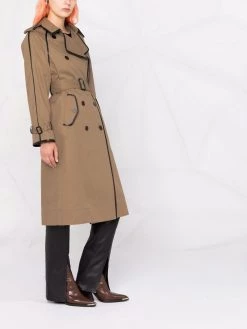 Saint Laurent leather-trim cotton trench coat