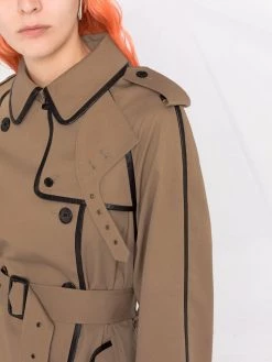 Saint Laurent leather-trim cotton trench coat