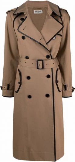 Saint Laurent leather-trim cotton trench coat