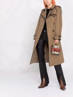 Saint Laurent leather-trim cotton trench coat