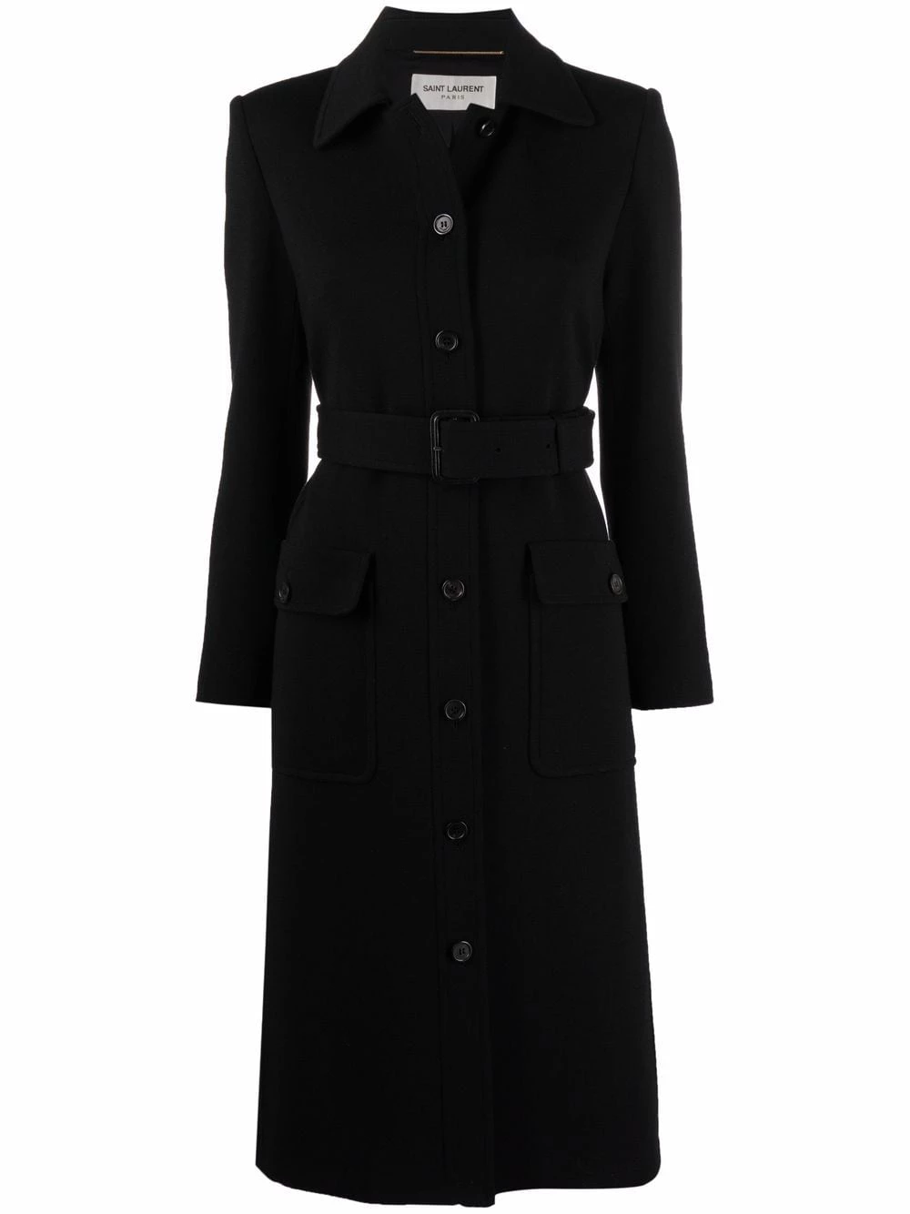 Saint Laurent belted single breasted coat