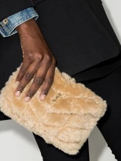 Saint Laurent Puffer shearling clutch