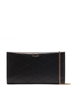 Saint Laurent logo-stamp quilted wallet-on-chain