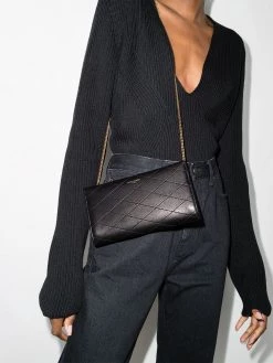 Saint Laurent logo-stamp quilted wallet-on-chain