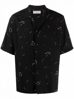 Saint Laurent motif-print short-sleeve shirt