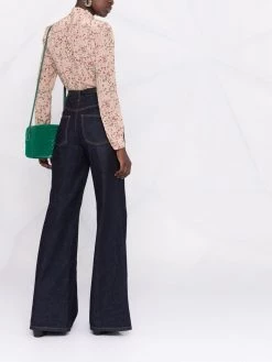 Saint Laurent floral-print pussy-bow blouse