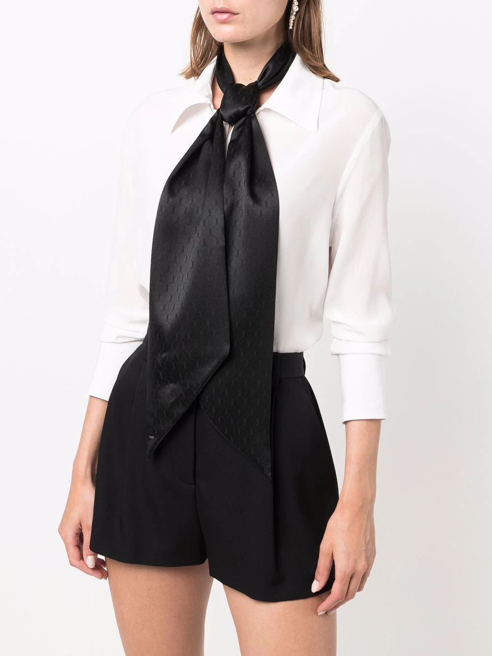 Saint Laurent YSL monogram silk necktie