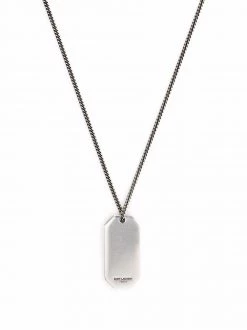 Saint Laurent dog tag curb chain necklace