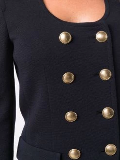 Saint Laurent button-front U-neck long jacket