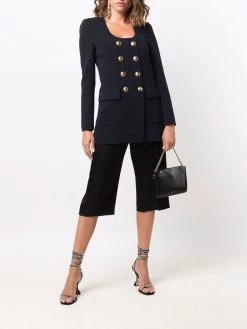 Saint Laurent button-front U-neck long jacket