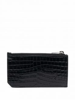 Saint Laurent Fragments crocodile-embossed zipped cardholder