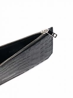 Saint Laurent Fragments crocodile-embossed zipped cardholder