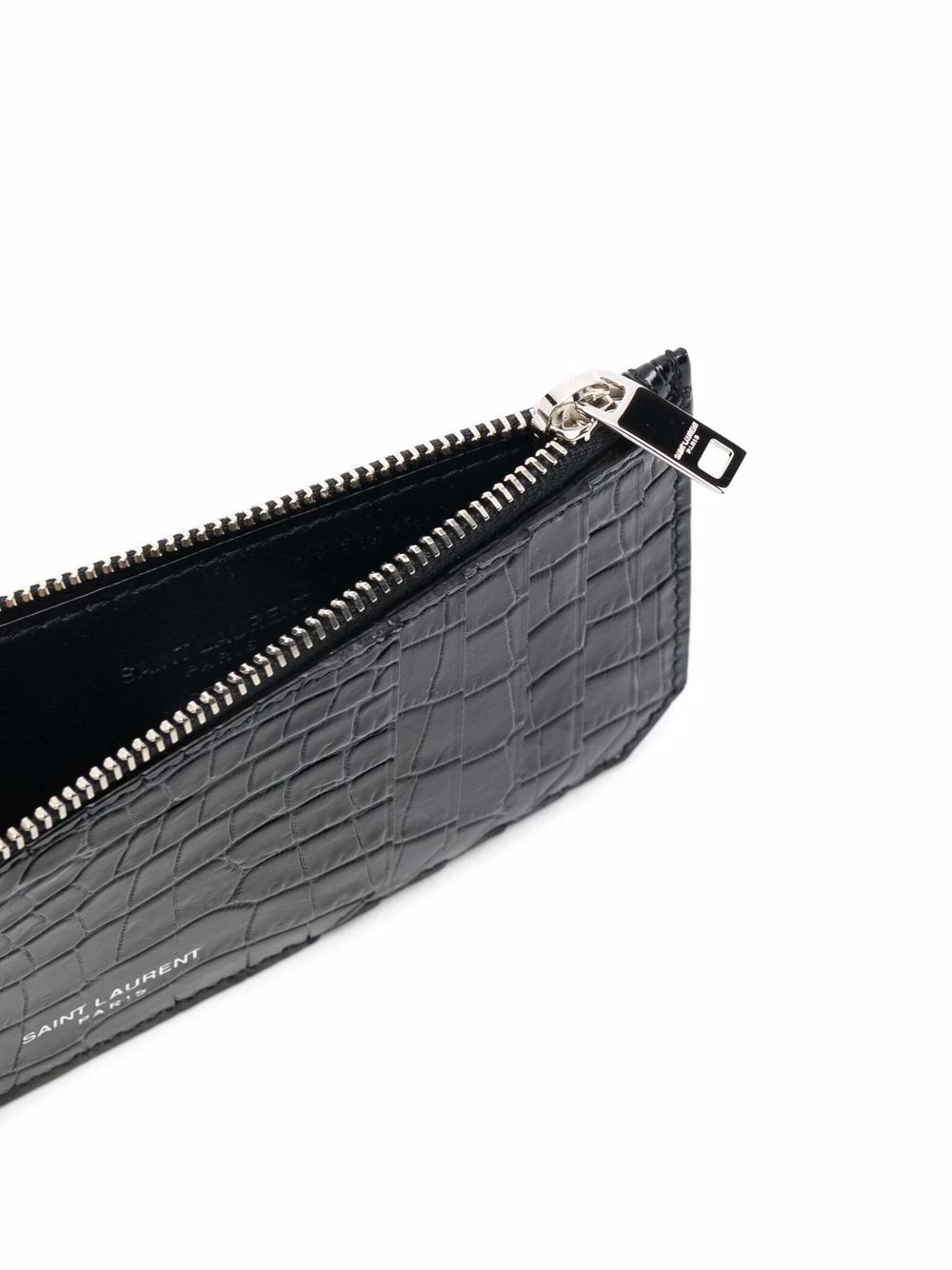 Saint Laurent Fragments crocodile-embossed zipped cardholder