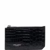 Saint Laurent Fragments crocodile-embossed zipped cardholder