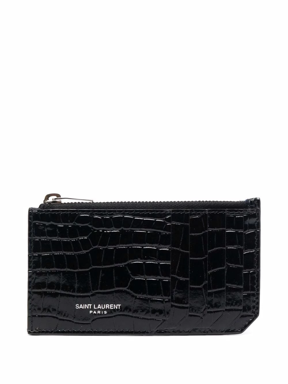 Saint Laurent Fragments crocodile-embossed zipped cardholder