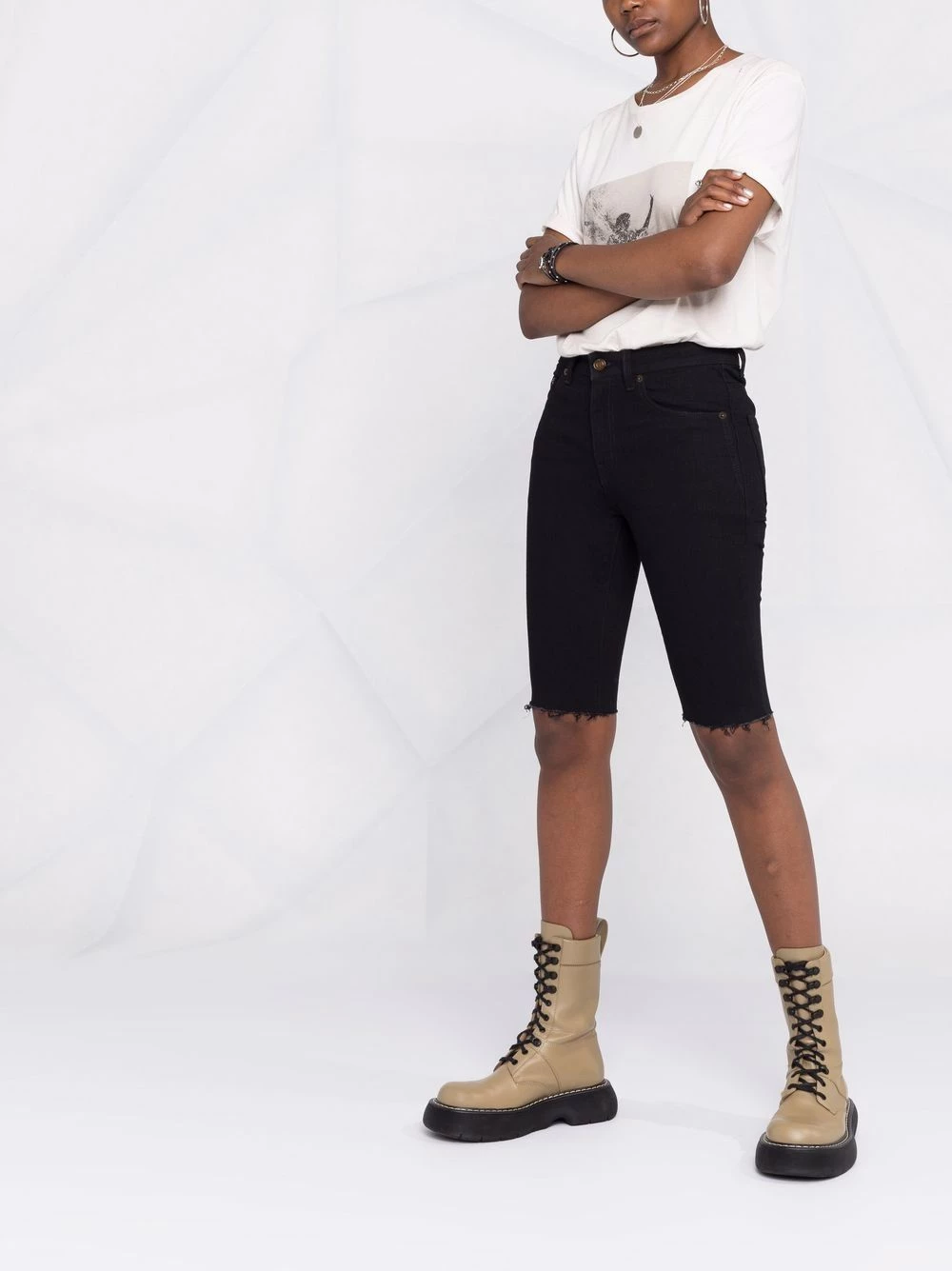 Saint Laurent fitted knee-length denim shorts