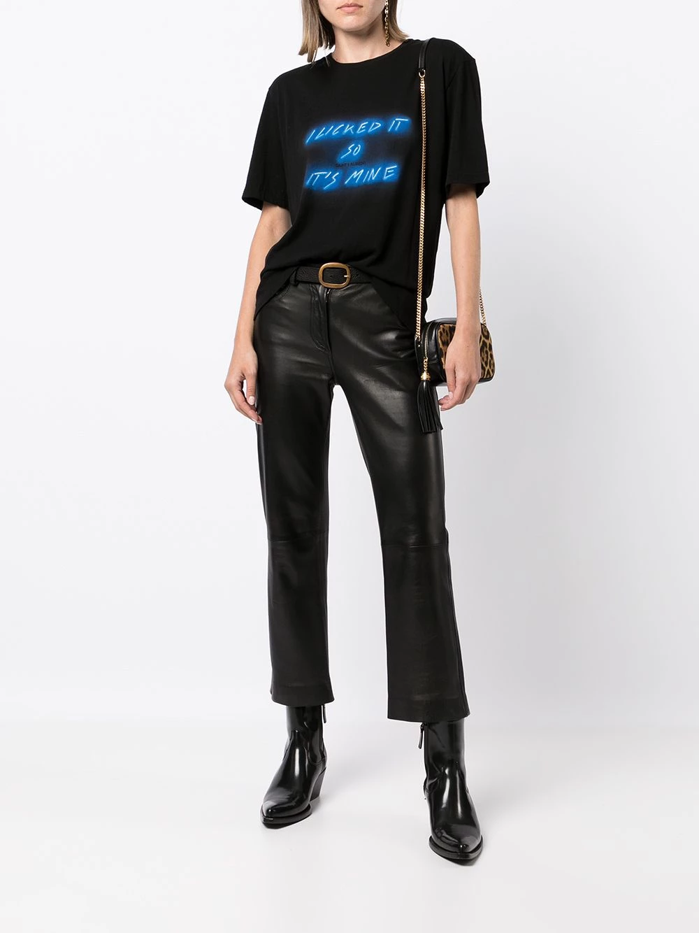Saint Laurent slogan-print cotton T-shirt