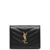 Saint Laurent pebbled logo plaque cardholder