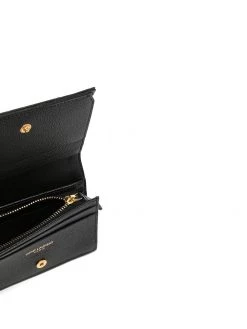 Saint Laurent pebbled logo plaque cardholder