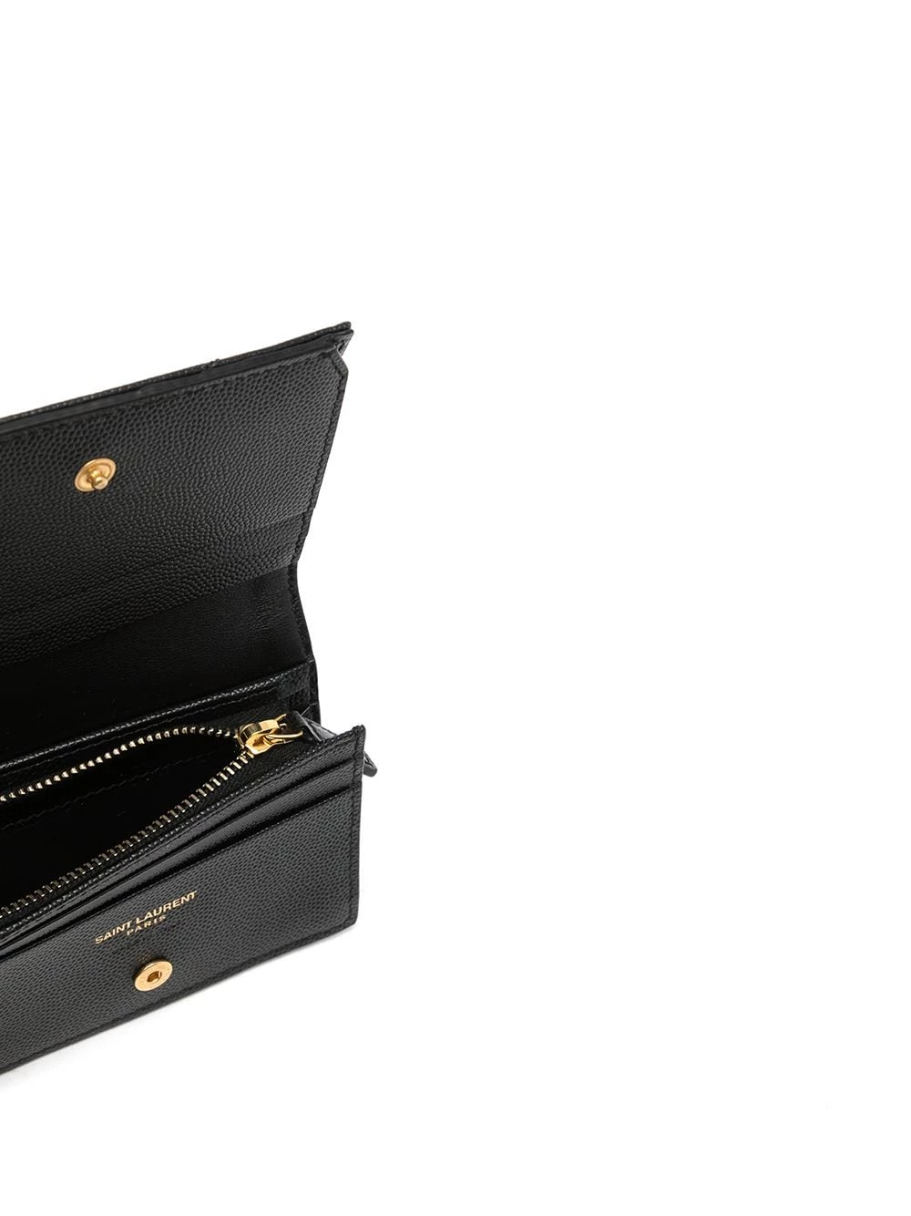 Saint Laurent pebbled logo plaque cardholder