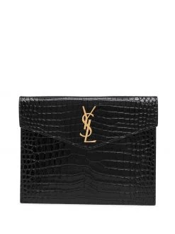 Saint Laurent baby Uptown crocodile-effect clutch bag