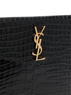 Saint Laurent baby Uptown crocodile-effect clutch bag
