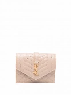 Saint Laurent quilted logo-plaque wallet