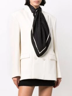 Saint Laurent stripe-trim silk scarf