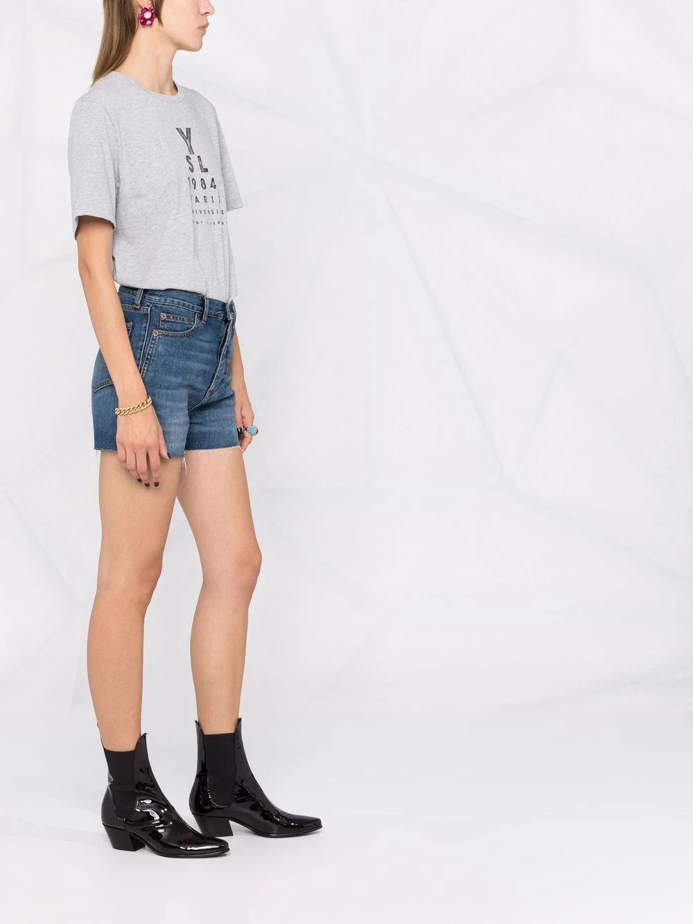 Saint Laurent raw-cut denim shorts