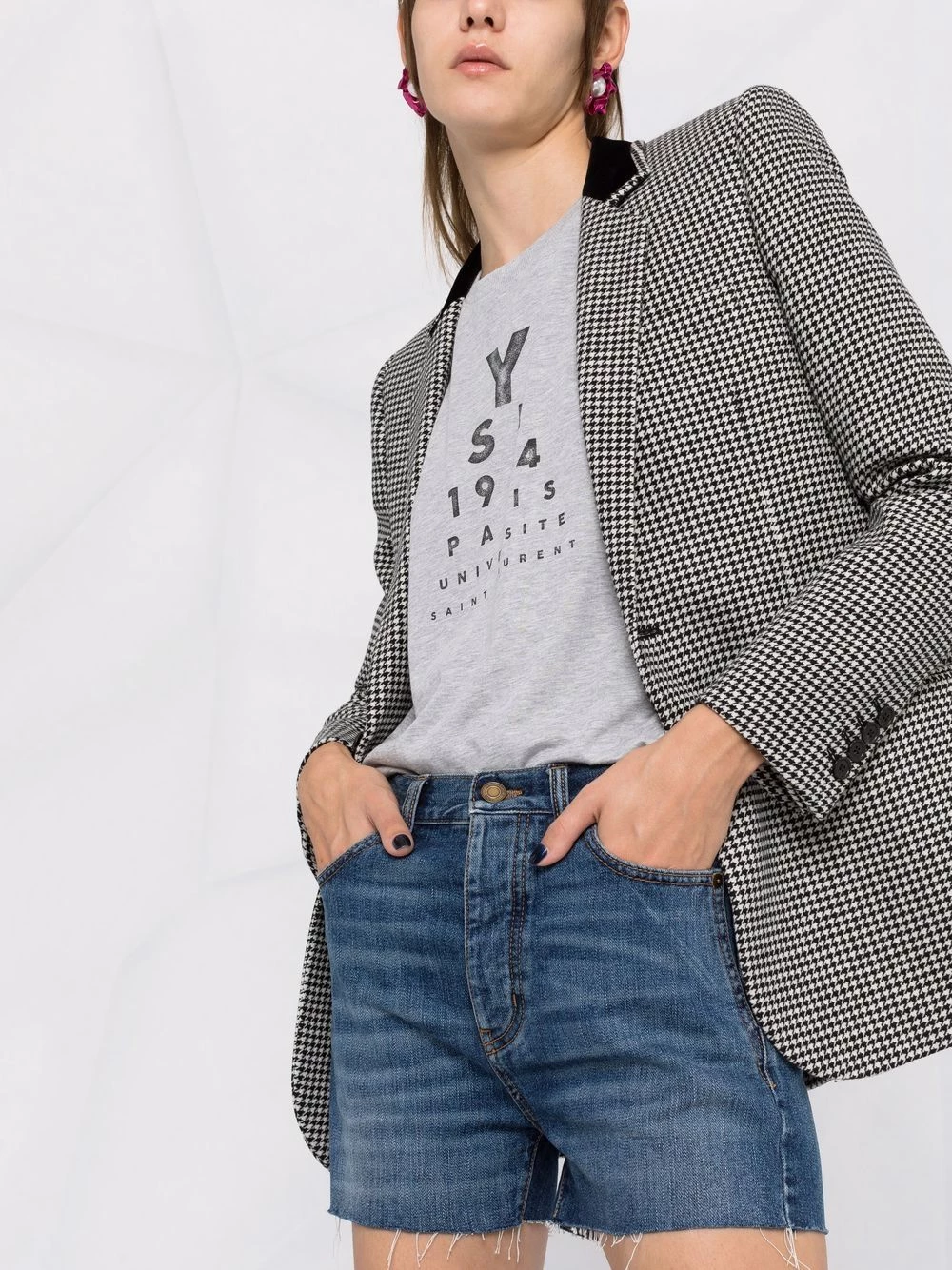 Saint Laurent raw-cut denim shorts