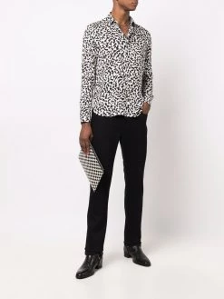 Saint Laurent Yves-collar sparkle-print long-sleeve shirt