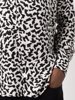 Saint Laurent Yves-collar sparkle-print long-sleeve shirt