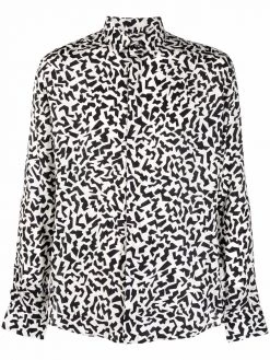 Saint Laurent Yves-collar sparkle-print long-sleeve shirt