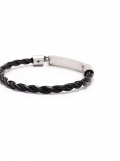 Saint Laurent logo-plaque leather bracelet