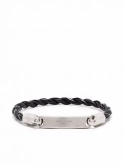 Saint Laurent logo-plaque leather bracelet