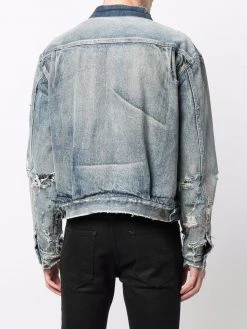 Saint Laurent distressed-effect faded denim jacket