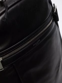 Saint Laurent logo-print polished-finish backpack