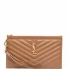 Saint Laurent logo-plaque quilted clutch bag