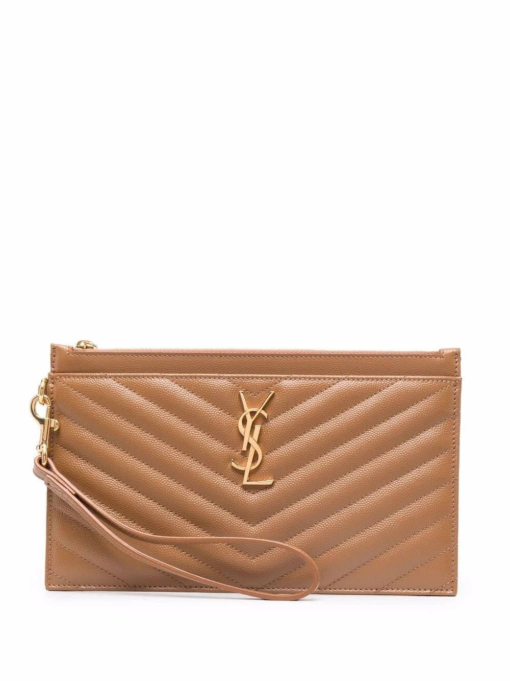 Saint Laurent logo-plaque quilted clutch bag