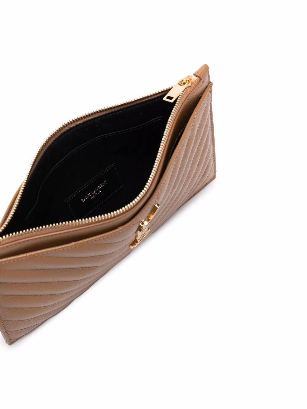 Saint Laurent logo-plaque quilted clutch bag