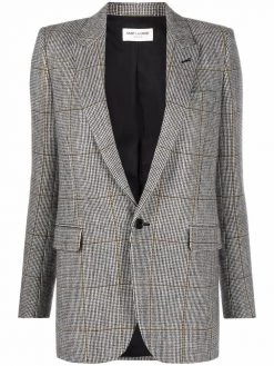Saint Laurent plaid single-breasted blazer