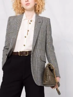 Saint Laurent plaid single-breasted blazer