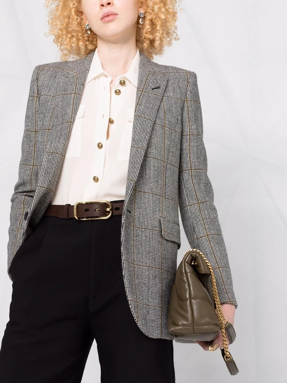 Saint Laurent plaid single-breasted blazer