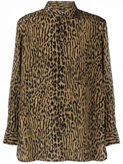 Saint Laurent leopard-print silk shirt
