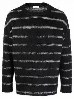 Saint Laurent stripe pattern fuzzy jumper