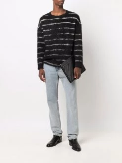 Saint Laurent stripe pattern fuzzy jumper